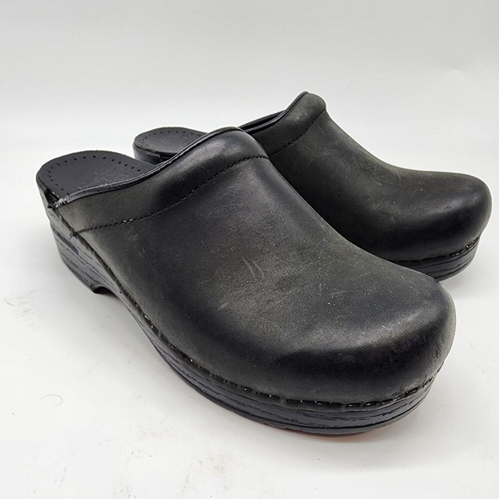 Dansko Sonja Open Back Clog Black Oiled Leather Slip-on Shoes EU 35 US 5